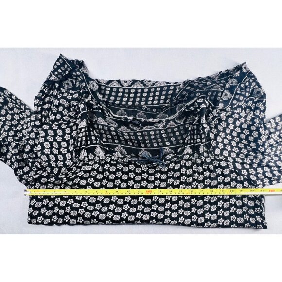 Angie Boho Dress Black & White Floral Print Long Sleeve Medium - Picture 8 of 10